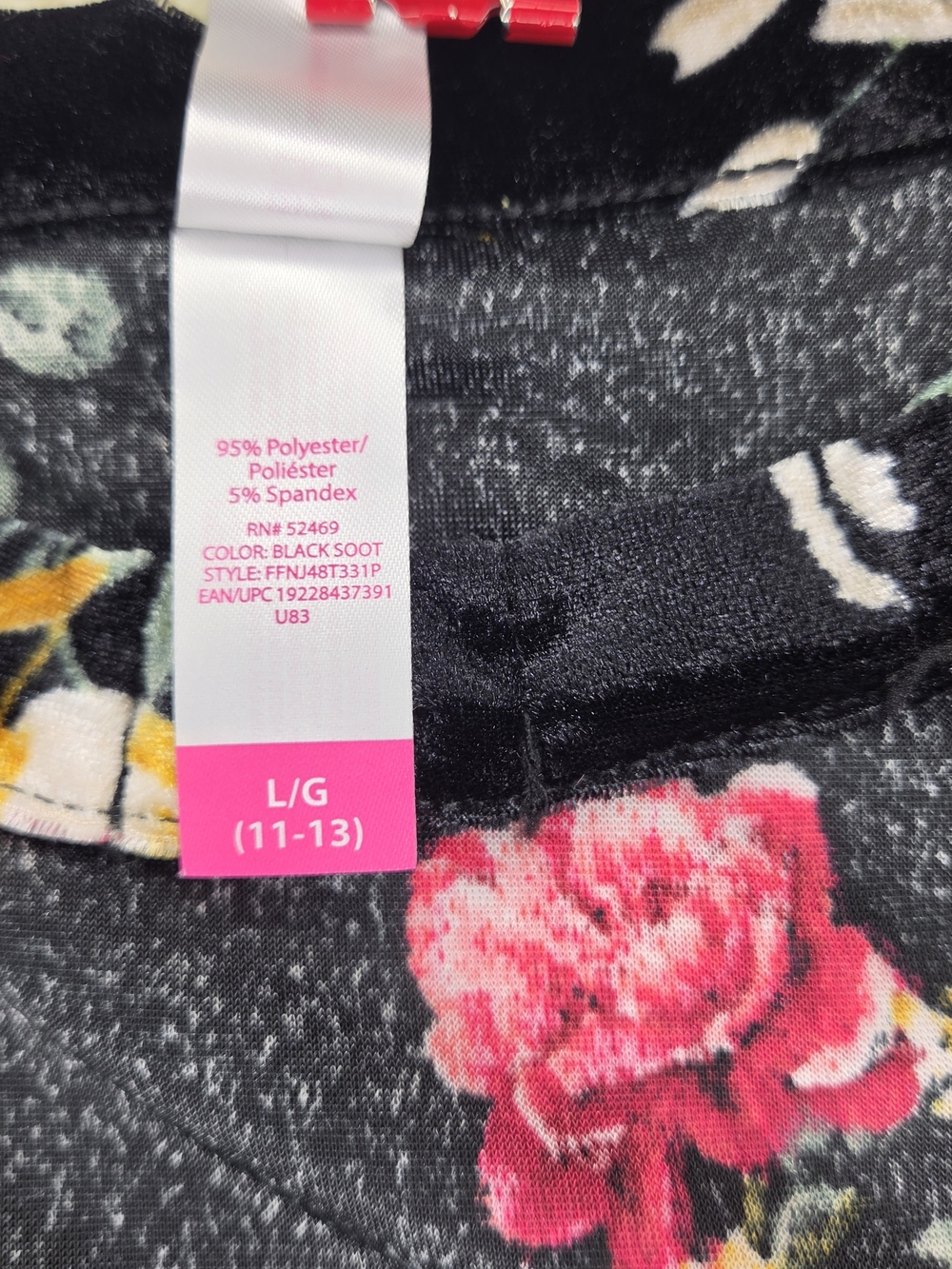 Women’s Black Floral Velvet Cutout Long-Sleeve Top By No Boundaries Size Large - Picture 9 of 9